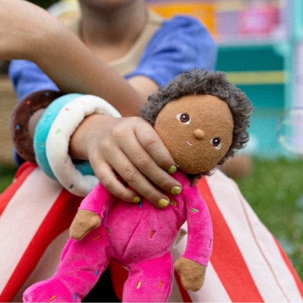 Charming Pink Plush Doll with Curly Hair